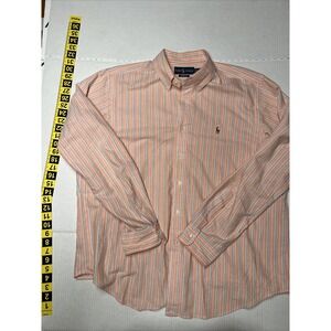 Vintage Ralph Lauren Classic Fit Button Down Shirt Men's XL Flesh Pony Striped